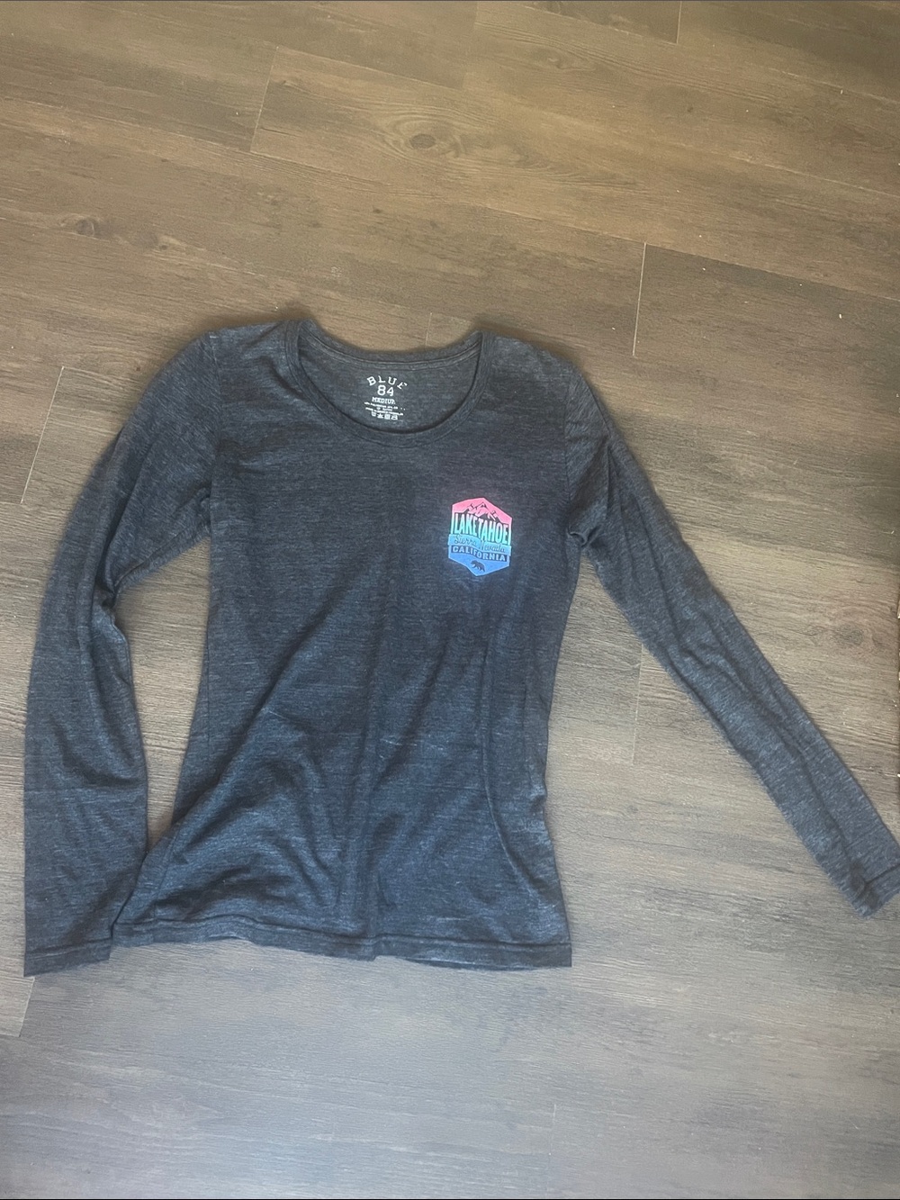 Charcoal Long Sleeve Tee with Colorful Logo